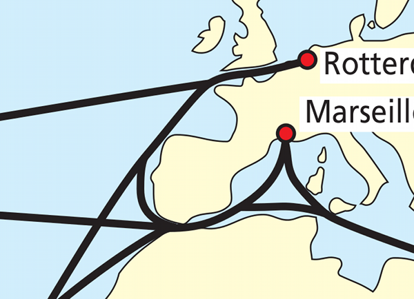Carte des principales routes maritimes