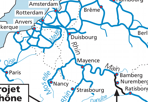 Carte des voies navigables européennes