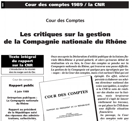Rapport de la Cour des comptes sur la gestion de la CNR en 1989
